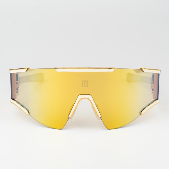 Balmain Men Sunglasses Titanium Gold Bronze Mirror Mask FLECHE BPS-138B-141 - Picture 7 of 14